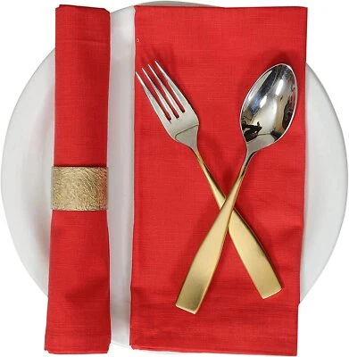 £8.99 • Buy Set Of 12 Cotton Napkins Red Hotel Wedding Party Table Linen Dinner 20  X 20 