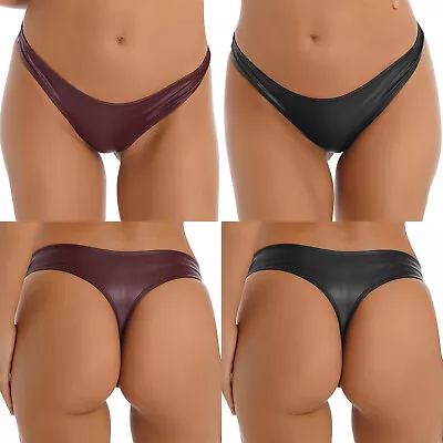 Women's Sexy Shiny Latex Liquid  Solid Color Hipster Pants Booty Shorts Knickers • £13.43