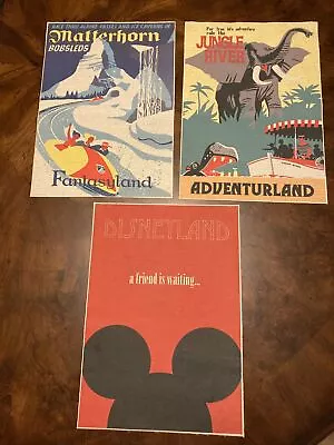 3 Disneyland Retro Fabric Posters ~ Fantasyland Matterhorn Jungle River Bobsled • $34.89