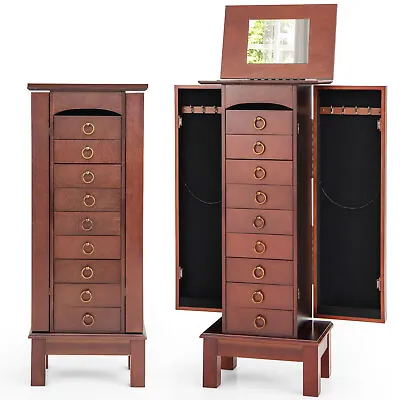 Costway Wood Jewelry Cabinet Armoire Storage Box Chest Stand Organizer Necklace • $169.99