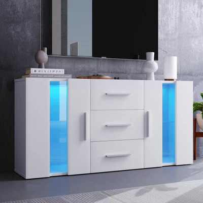 £135.99 • Buy TV Unit 140cm LED Sideboard Cabinet Cupboard TV Stand Living Room QS