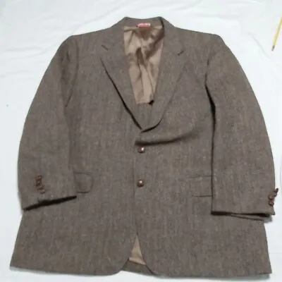 Harris Tweed Blazer Mens Extra Large 50 Wool Brown Pin Stripe Vanjulian V2-A5 • $40