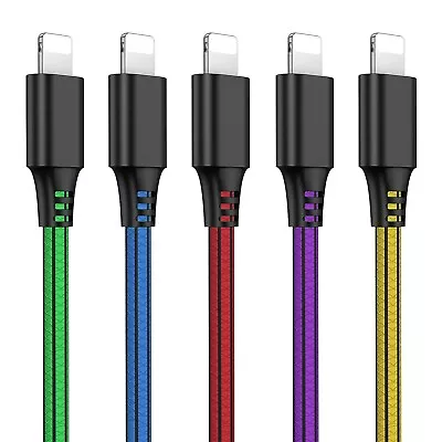 IPhone-Charger 5 Pack 2m 6ft Cable Phone Charging Syncing Cord Charger Cable-Au • $21.99