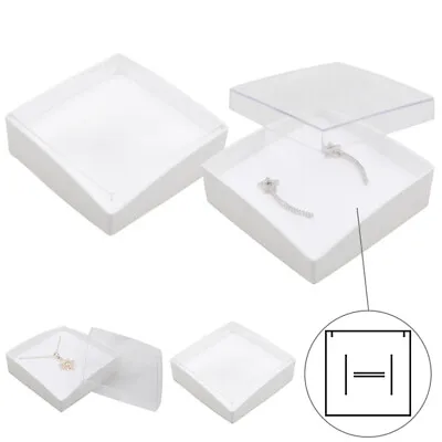 Jewellery Box Transparent White Ring Necklace Pendant Earring Bracelet Gift Foam • £1.99