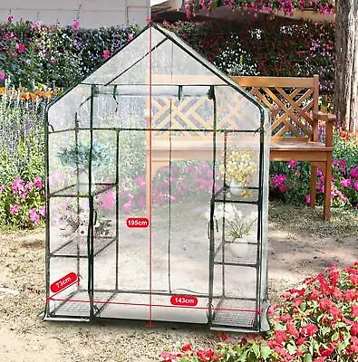 £34.89 • Buy Walk In Greenhouse PVC Plastic Garden Grow Green House With 4 Shelves