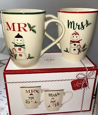 NWB Mr. And Mrs. Holiday Lennox Ivory Mugs • £27.25