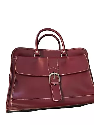 Franklin Covey Rolling Leather Briefcase Carry Travel Bag Laptop Burgundy • $65