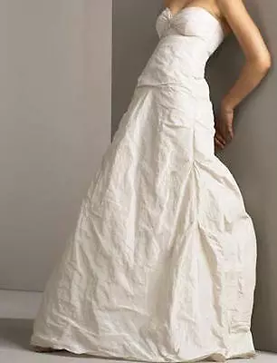 Nicole Miller Mia Taffeta Bridal Wedding Dress Gown 8 $1600 Hg0013 • $650