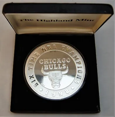 Highland Mint 6 Time NBA Champions Chicago Bulls 6 Troy Oz.999 Fine Silver Round • $499
