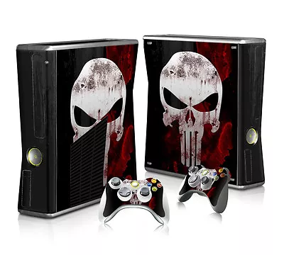 $24.95 • Buy Xbox 360 Slim Console Skin Decal Sticker Punisher + 2 Controller Custom Design 