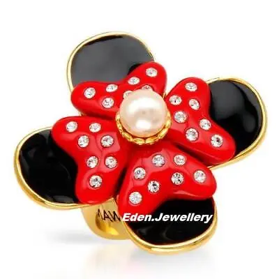 Authentic Disney Couture MAWI Of London Minnie Polka Dot Crystals O/S Ring Sz 8 • $45.17
