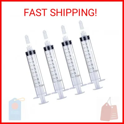 10mL Luer Lock Syringe 4 Pack Large Plastic Sterile Syringes Without Needle For • $6.22