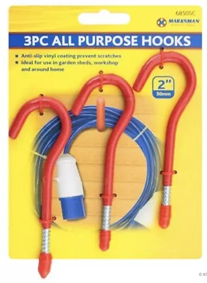 Storage Hooks Screw In Large Shed Garage Ceiling Red Hanging Bike Hose Ladder • £4.49