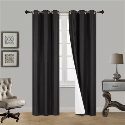 1 Set 100% Blackout Thermal Window Curtain Panel Lined Eclipse Antique Grommets • $18.70