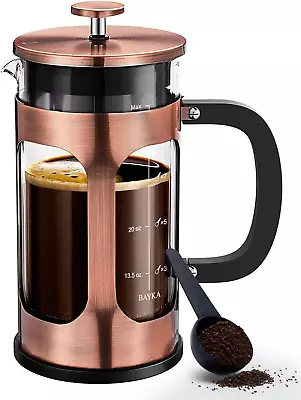 34 Ounce 1 Liter French Press Coffee Maker Glass Classic Copper Stainless Steel • $29.28