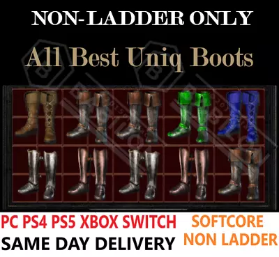 ✅PC PS4 PS5 XBOX SWITCH✅NON-LADDER All Uniq Boots DIABLO 2 RESURRECTED D2R ITEMS • $2