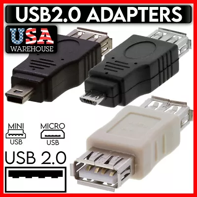 Micro Mini USB Adapter USB 2.0 Converter Coupler Gender Changer USB OTG Adapter • $7.99