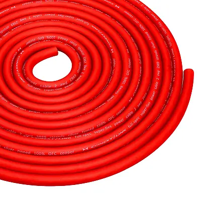 25 FT 2 AWG GA Full Gauge Battery Power Cable Ground Wire Frost Red OFC Copper （ • $107.99