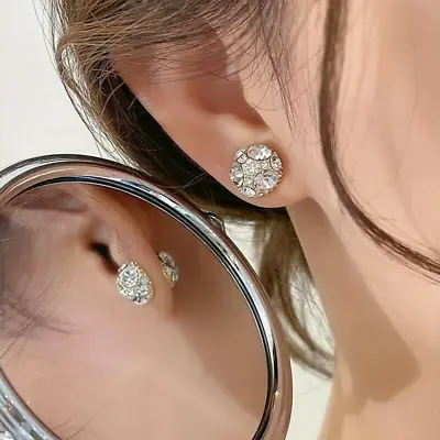 Luxury Crystal Gold Clip Earrings For Women Without Piercing Rhinestones Jewelry • $3.99