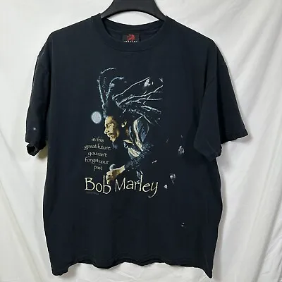 Vintage Bob Marley Black XL Men's T-Shirt 2000 Zion Rootswear Distressed Music • $19.99