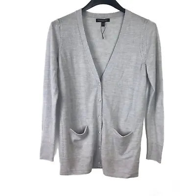 Banana Republic 100% Merino Wool Womens Button Cardigan Sweater Gray S Small • $14.40