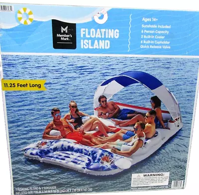 Member's Mark Floating Island With Canopy 6 Person (Patriotic Tie Dye) • $138.99