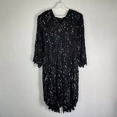 Vintage Mark And John Dress Women’s M Sequin Silk Dynasty 80’s Cocktail Glam • $49.99