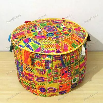 Hippie Gypsy Pouf Ottoman Vintage Floral Indian Stool Cover Ethnic Decor • $21.32