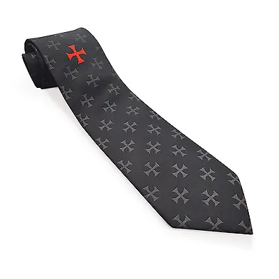 New Black Knights Templar KT Masonic Tie Super Quality Masons Regalia Necktie • $24.79