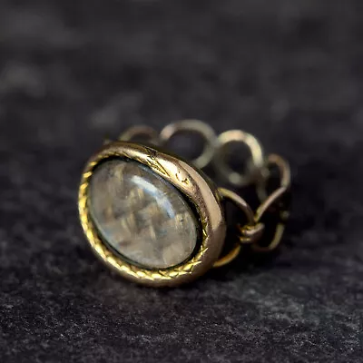 UNUSUAL ANTIQUE ENGLISH 15K GOLD SNAKE OUROBOROUS BETROTHAL LOCKET RING C1810 • $850