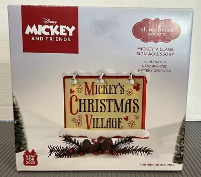 NEW 2023 St Nicholas Square Mickey’s Christmas Village Sign Accessory Disney • $39.99