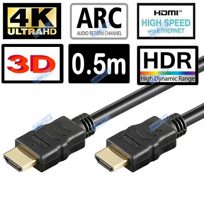 £2.95 • Buy 50cm SHORT HDMI LEAD FULL HD 1080p HIGH SPEED TV CABLE MALE TO MALE 0.5m