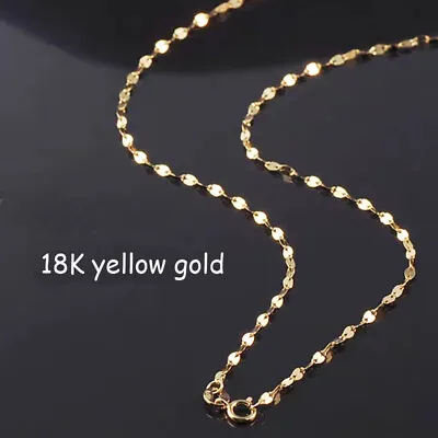 Pure Gold Necklace For Women Real 18K Yellow Gold Jewelry Lip Link Thin Chain • $137.65