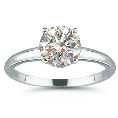 $1.53 • Buy 5.51 Ct Vvs1 Round Cut Near White Moissanite Diamond Solitaire 925 Silver Ring