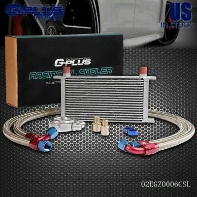 19 Row AN10 Fit For Universal Engine Silver Oil Cooler + Filter Adapter Kit • $69.10