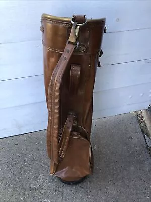 Vintage Fairway By Leeds Brown Leather Golf Bag USA Made • $136.96