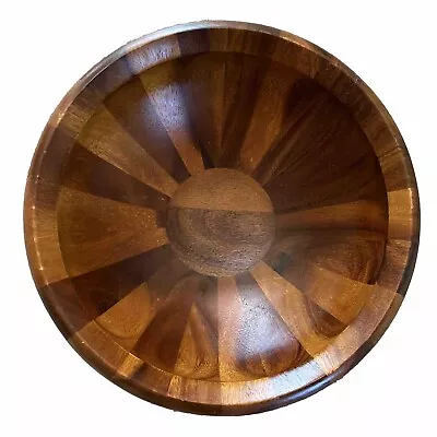 Large Vintage Dansk JHQ Quistgaard Staved Teak Wooden Salad Bowl MCM 16” *READ* • $119