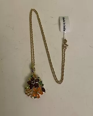 Michael Valitutti Sterling Gold Overlay Multi Gemstone Garnet Pendant Necklace  • $99