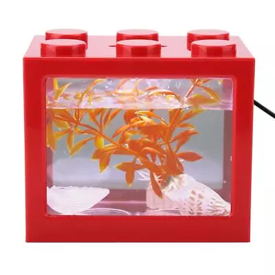 Desktop Mini Fish Tank Aquarium Fish Tank Decorative Mini Aquarium USB LED Li... • $24.58