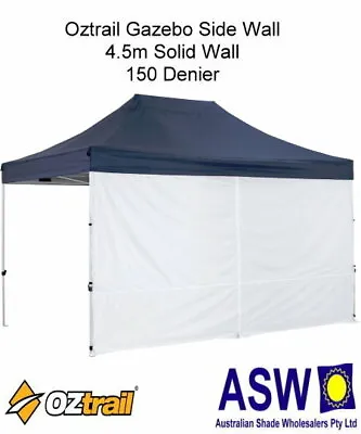 4.5m GAZEBO SIDE WALL Oztrail SOLID WHITE Deluxe Centre Zip • $62.50
