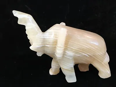 Carved Onyx Marble Stone Elephant Figurine • $16