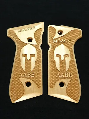 --Maple Molon Labe Spartan Beretta 92fs Grips Checkered Engraved Textured • $50