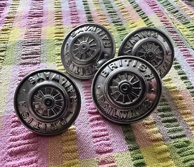 British Railways Silver Buttons X4  - Metal Wheel - Vintage - • £6.50