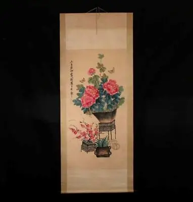 Qi Baishi Signed Old Chinese Hand Painted Scroll W/butterfly • $169.99