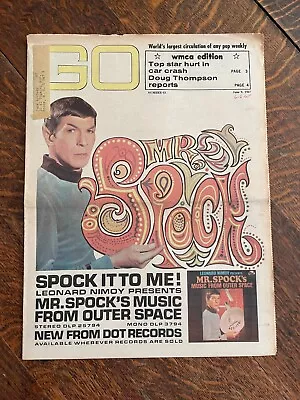 WMCA GO Music Magazine Newspaper #63 1967 Rare MR. Spock Leonard Nimoy Star Trek • £32.17