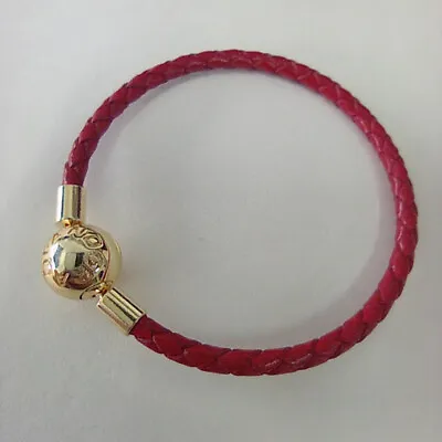 Pandora  Red Moments Leather Braided Bracelet  ALE S925 • £22