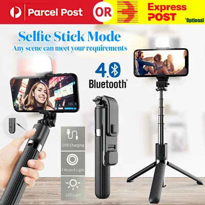 $20.35 • Buy 4 IN1 Remote Bluetooth Extendable Selfie Stick Tripod Stand With LED Fill Light