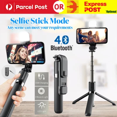 $20.35 • Buy 4 IN1 Remote Bluetooth Extendable Selfie Stick Tripod Stand With LED Fill Light