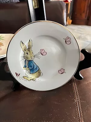 New Beatrix Potter Peter Rabbit Salad Plate Gold Rimmed Frederick Warne &Co • $18.99