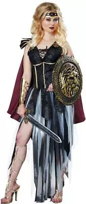 Adult Women Glamorous Gladiator Costume Roman Warrior Dress W Cape Arm Cover • $14.51